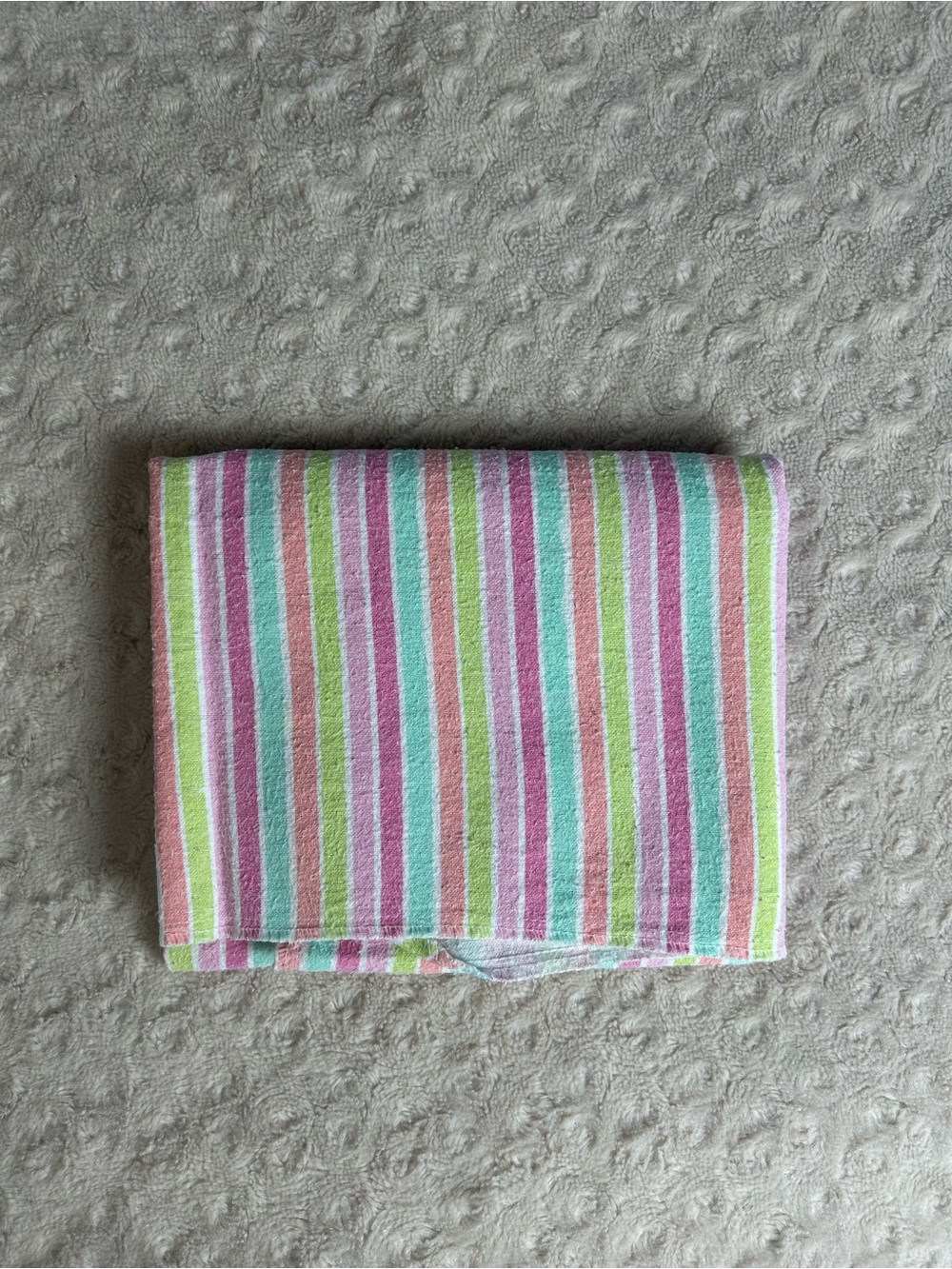 Garanimals Pink Aqua Blue Stripes Baby Receiving Blanket Flannel Green White